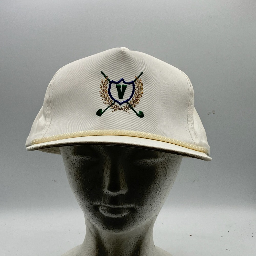 Vintage Young An Golf Hat Co. Cap Rope Visor Shield Logo One Size White